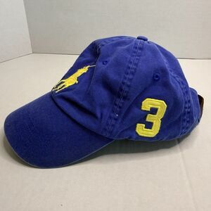 Polo Ralph Lauren Hat Cap Blue Yellow Big Pony #3 MCMLXVII Leather Strapback